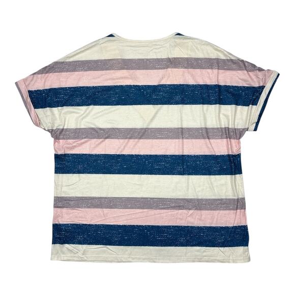 Eymuse 2PCS T Shirts 2XL Short Sleeve V Neck T-shirt Womens Fashion Tops Striped - Picture 3 of 6